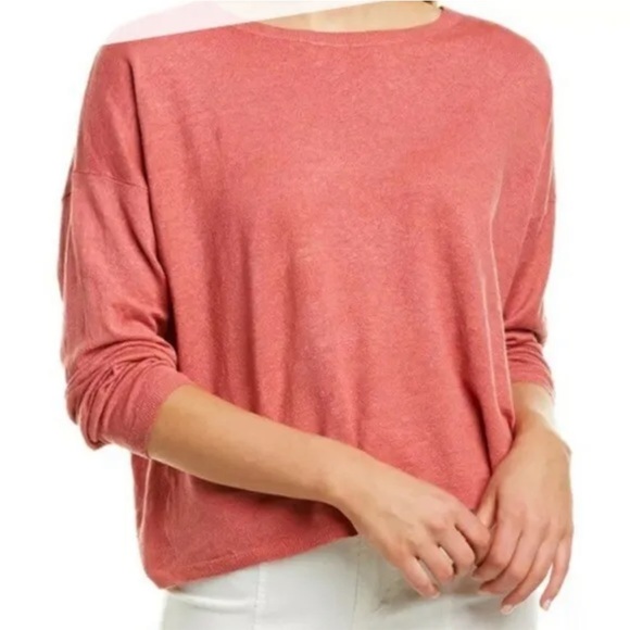 Eileen Fisher Sweaters - NWT Eileen Fisher 100% Organic Linen Pink Salmon Rust Lightweight Boxy Sweater M
